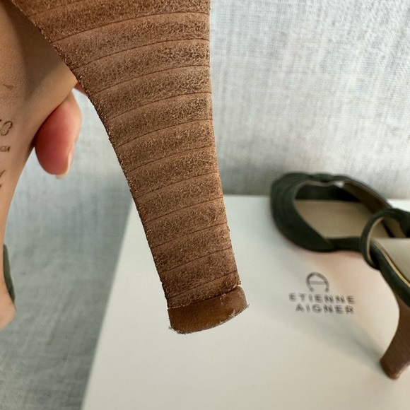 Designer Elegant Green Heeled Sandals high heel peep toe ankle strap - Picture 8 of 16